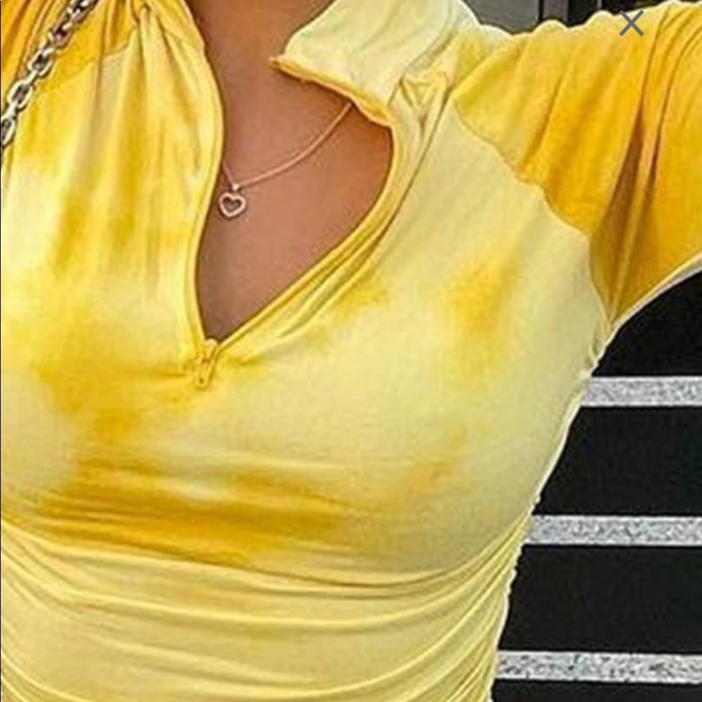 Yellow zip up dress